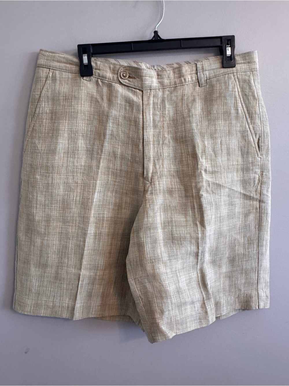 Tommy Bahama Men’s Size 34 Linen Silk Blend Khaki Flat Front Shorts